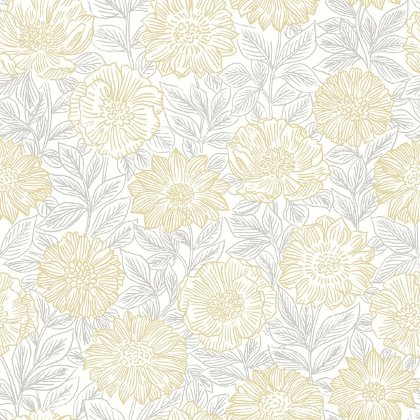 Manhattan Comfort Grasse Faustin Yellow Floral 33 ft L X 205 in W Wallpaper BR4072-70048 - main